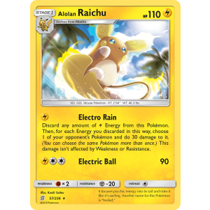 Rare Holo Alolan Raichu 57/236 Pokemon TCG Sun & Moon Unified Minds