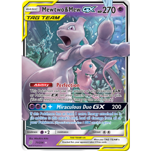 Rare Holo GX Mewtwo & Mew-GX 71/236 Pokemon TCG Sun & Moon Unified Minds