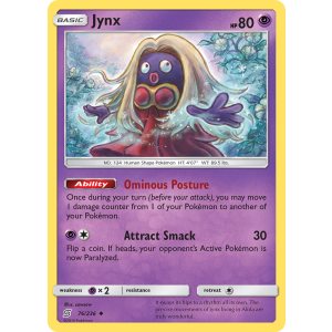 Jynx 76/236 Pokemon TCG Sun & Moon Unified Minds