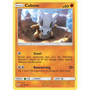 Cubone 105/236 Pokemon TCG Sun & Moon Unified Minds