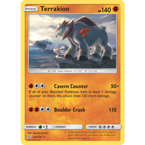 Rare Holo Terrakion 122/236 Pokemon TCG Sun & Moon Unified Minds