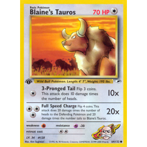 Blaine's Tauros 64/132 Pokemon TCG Gym Gym Heroes