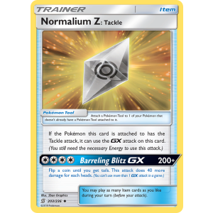 Normalium Z: Tackle 203/236 Pokemon TCG Sun & Moon Unified Minds