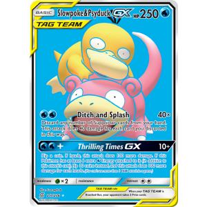 Rare Ultra Slowpoke & Psyduck-GX 217/236 Pokemon TCG Sun & Moon Unified Minds