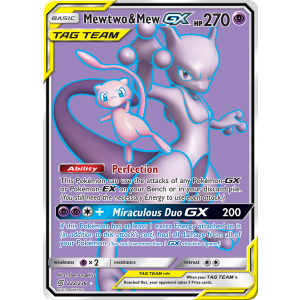 Rare Ultra Mewtwo & Mew-GX 222/236 Pokemon TCG Sun & Moon Unified Minds