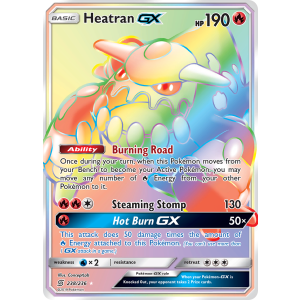 Rare Rainbow Heatran-GX 238/236 Pokemon TCG Sun & Moon Unified Minds