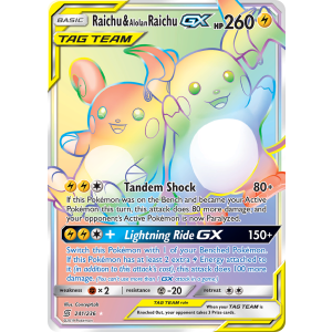 Rare Rainbow Raichu & Alolan Raichu-GX 241/236 Pokemon TCG Sun & Moon Unified Minds