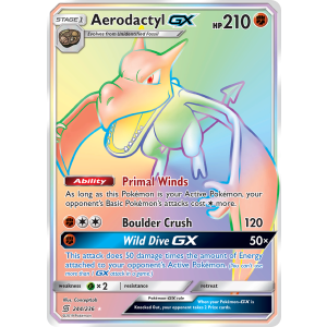 Rare Rainbow Aerodactyl-GX 244/236 Pokemon TCG Sun & Moon Unified Minds