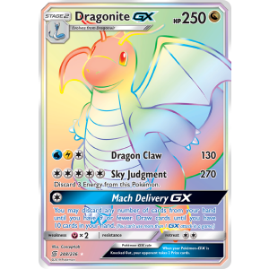 Rare Rainbow Dragonite-GX 248/236 Pokemon TCG Sun & Moon Unified Minds