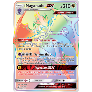 Rare Rainbow Naganadel-GX 249/236 Pokemon TCG Sun & Moon Unified Minds