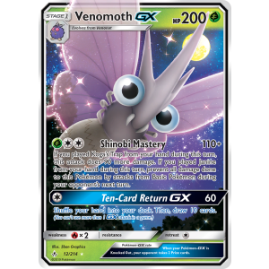 Rare Holo GX Venomoth-GX 12/214 Pokemon TCG Sun & Moon Unbroken Bonds