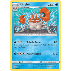 Kingler 47/214 Pokemon TCG Sun & Moon Unbroken Bonds