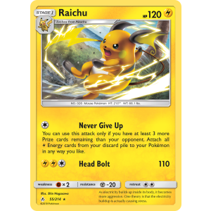 Raichu 55/214 Pokemon TCG Sun & Moon Unbroken Bonds