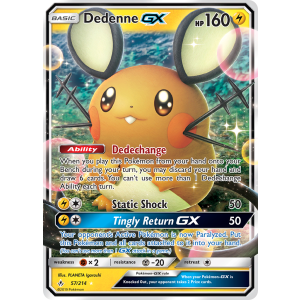 Rare Holo GX Dedenne-GX 57/214 Pokemon TCG Sun & Moon Unbroken Bonds