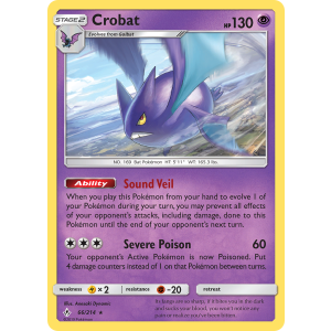 Rare Holo Crobat 66/214 Pokemon TCG Sun & Moon Unbroken Bonds