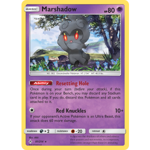 Rare Holo Marshadow 81/214 Pokemon TCG Sun & Moon Unbroken Bonds