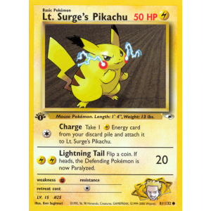 Lt. Surge's Pikachu 81/132 Pokemon TCG Gym Gym Heroes