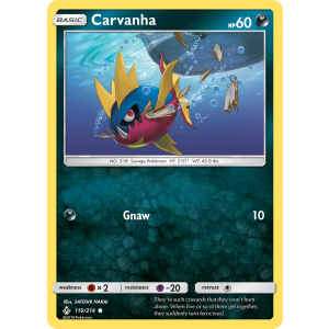 Carvanha 110/214 Pokemon TCG Sun & Moon Unbroken Bonds