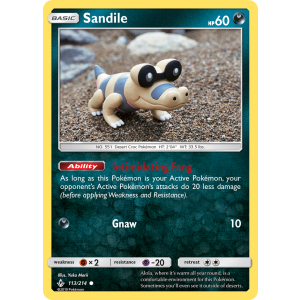 Sandile 113/214 Pokemon TCG Sun & Moon Unbroken Bonds