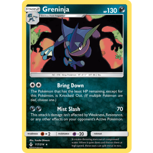 Rare Holo Greninja 117/214 Pokemon TCG Sun & Moon Unbroken Bonds