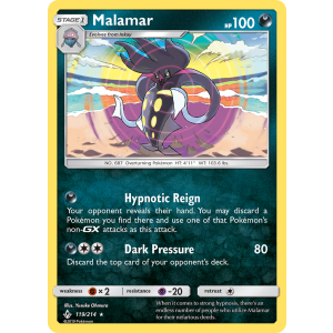 Rare Holo Malamar 119/214 Pokemon TCG Sun & Moon Unbroken Bonds