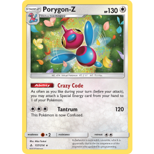 Rare Holo Porygon-Z 157/214 Pokemon TCG Sun & Moon Unbroken Bonds