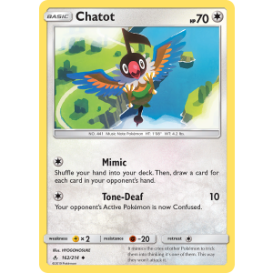 Chatot 162/214 Pokemon TCG Sun & Moon Unbroken Bonds