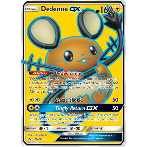 Rare Ultra Dedenne-GX 195/214 Pokemon TCG Sun & Moon Unbroken Bonds