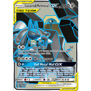 Rare Ultra Lucario & Melmetal-GX 203/214 Pokemon TCG Sun & Moon Unbroken Bonds