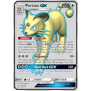 Rare Ultra Persian-GX 207/214 Pokemon TCG Sun & Moon Unbroken Bonds