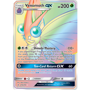 Rare Rainbow Venomoth-GX 216/214 Pokemon TCG Sun & Moon Unbroken Bonds