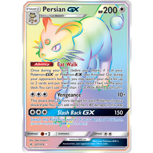 Rare Rainbow Persian-GX 227/214 Pokemon TCG Sun & Moon Unbroken Bonds