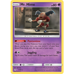 Mr. Mime 11/18 Pokemon TCG Sun & Moon Detective Pikachu