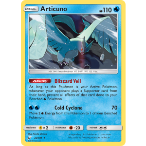 Rare Holo Articuno 32/181 Pokemon TCG Sun & Moon Team Up