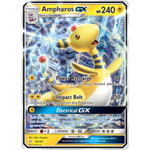 Rare Holo GX Ampharos-GX 43/181 Pokemon TCG Sun & Moon Team Up