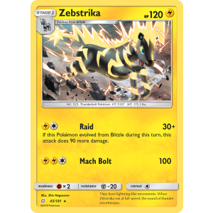 Zebstrika 45/181 Pokemon TCG Sun & Moon Team Up