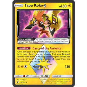 Rare Prism Star Tapu Koko 51/181 Pokemon TCG Sun & Moon Team Up