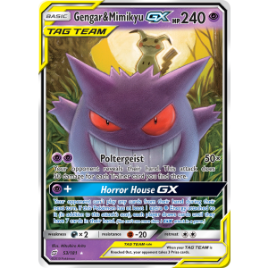 Rare Holo GX Gengar & Mimikyu-GX 53/181 Pokemon TCG Sun & Moon Team Up