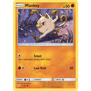 Mankey 71/181 Pokemon TCG Sun & Moon Team Up