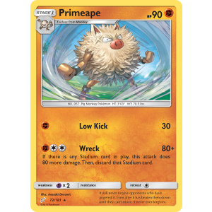 Primeape 72/181 Pokemon TCG Sun & Moon Team Up