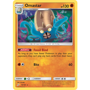 Rare Holo Omastar 76/181 Pokemon TCG Sun & Moon Team Up