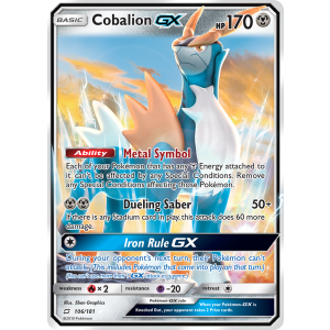 Rare Holo GX Cobalion-GX 106/181 Pokemon TCG Sun & Moon Team Up