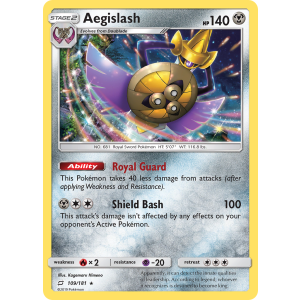 Rare Holo Aegislash 109/181 Pokemon TCG Sun & Moon Team Up