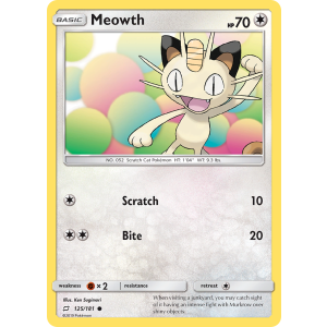 Meowth 125/181 Pokemon TCG Sun & Moon Team Up