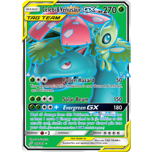 Rare Ultra Celebi & Venusaur-GX 159/181 Pokemon TCG Sun & Moon Team Up