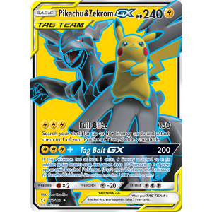 Rare Ultra Pikachu & Zekrom-GX 162/181 Pokemon TCG Sun & Moon Team Up