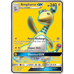 Rare Ultra Ampharos-GX 163/181 Pokemon TCG Sun & Moon Team Up