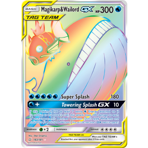 Rare Rainbow Magikarp & Wailord-GX 183/181 Pokemon TCG Sun & Moon Team Up