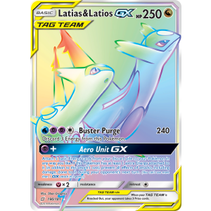 Rare Rainbow Latias & Latios-GX 190/181 Pokemon TCG Sun & Moon Team Up