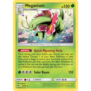 Rare Holo Meganium 8/214 Pokemon TCG Sun & Moon Lost Thunder